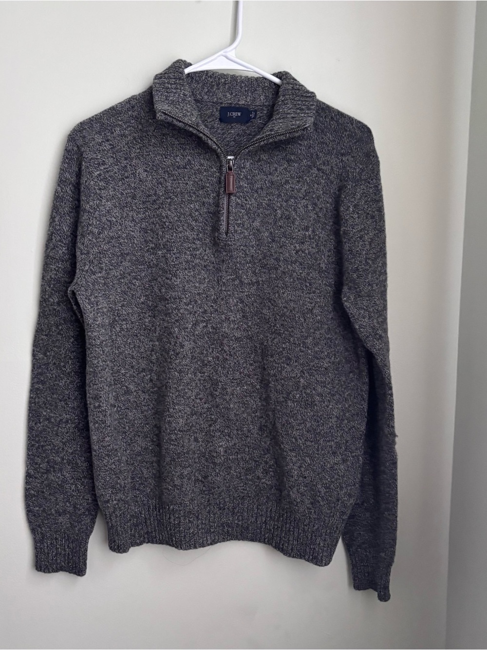 J Crew Lambswool Sweater Quarter Zip gray size M